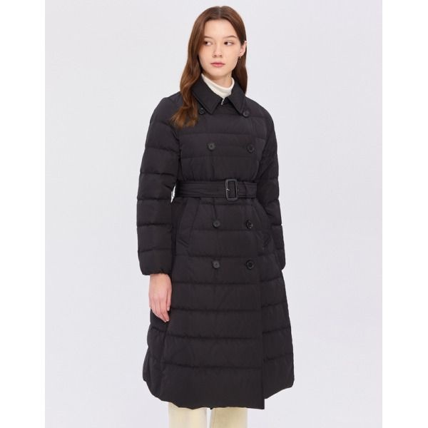 [헤지스 여성] 헤지스레이디스 트렌치형 벨티드 롱 중량다운 점퍼 WSJU4D922BK