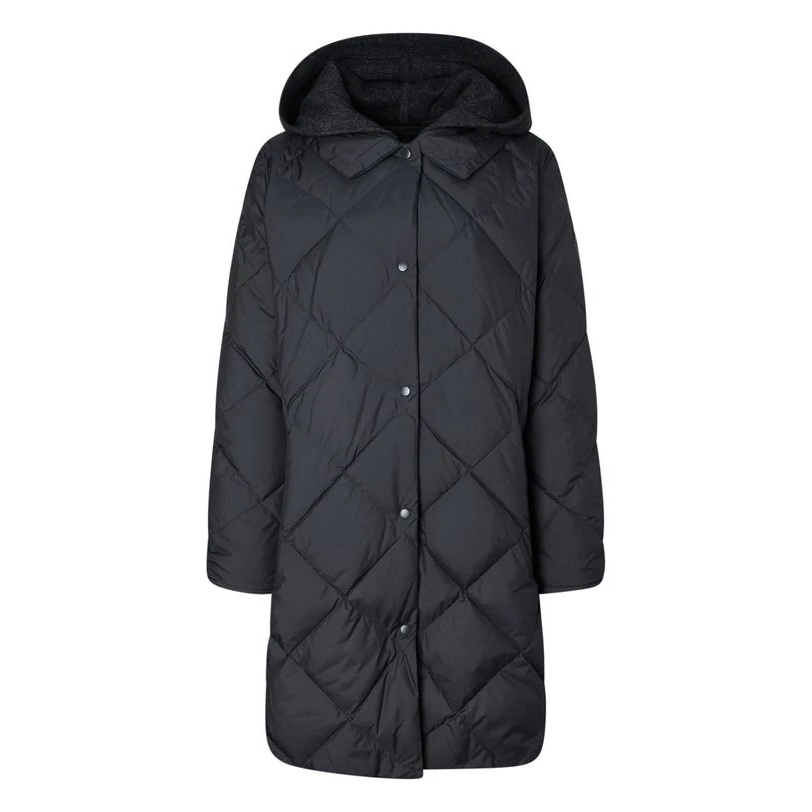 헤지스 여성 니트후드 롱 구스 다운 점퍼 HSJU5D012BK